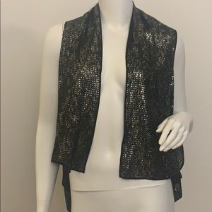 BCBG MaxAzria black/Gold drape silk sequin vest